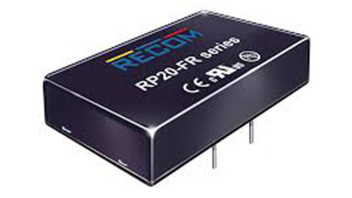 Recom RP20-FR DC-DC Converter, 3.3V dc/ 4.5A Output, 43 → 160 V dc Input, 20W, Through Hole, +101°C Max Temp