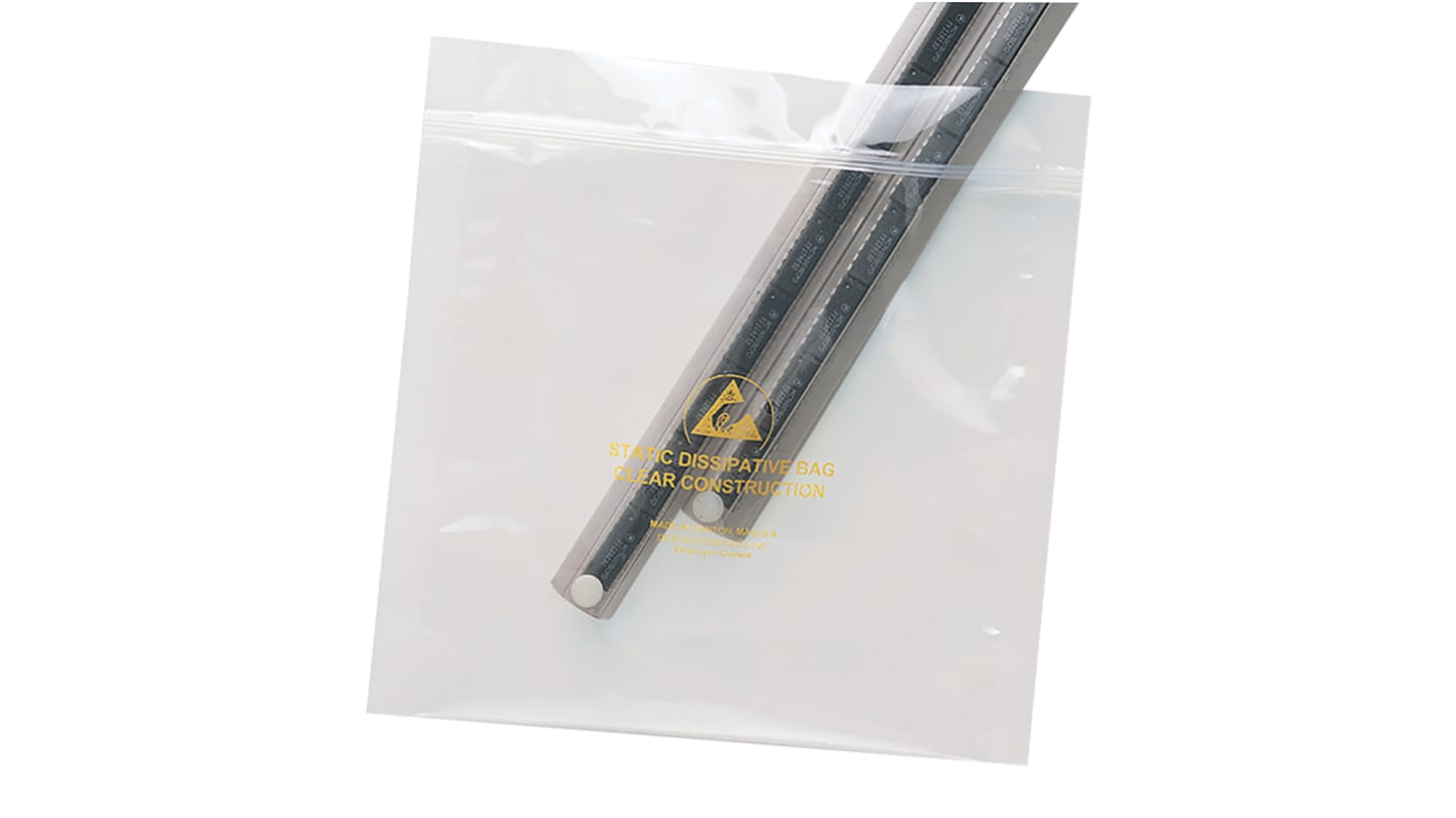 RS PRO ESD Beutel ableitend transparent, Stärke 0.09mm x 75mm x 125mm, 100 Stück