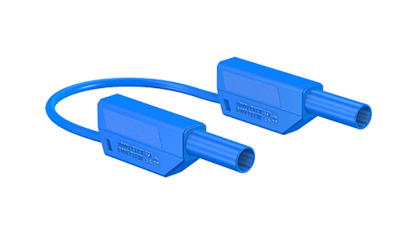 Staubli Messleitung 4mm Stecker / Stecker, Blau PVC-isoliert 250mm / 15A CAT II 1000V