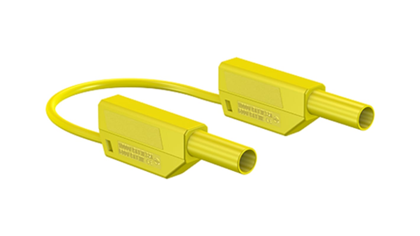 Cavo di prova da 4 mm Staubli, Maschio-Maschio, 32A, col. Giallo, 2m