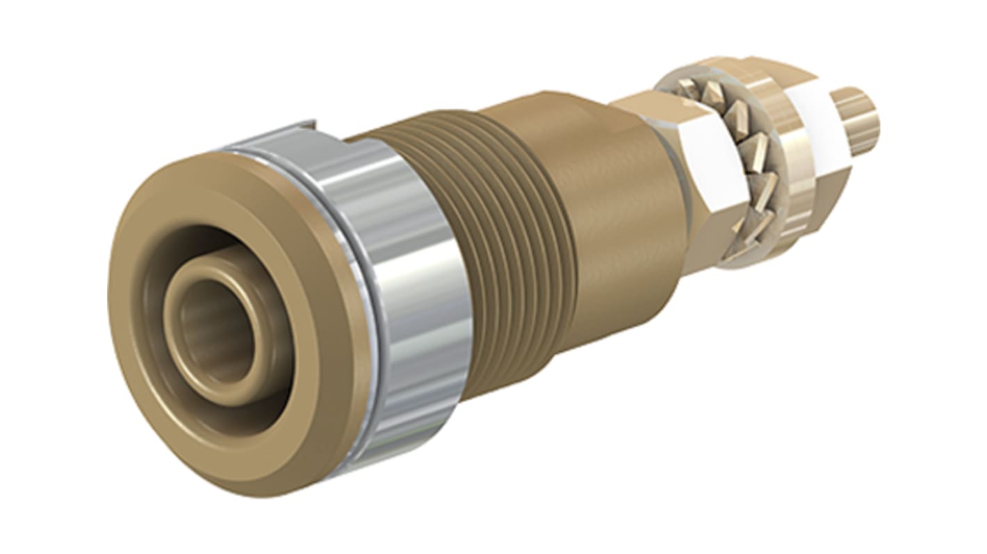 Staubli Brown Female Banana Socket, 4 mm Connector, Solder Termination, 32A, 1000V, Gold Plating