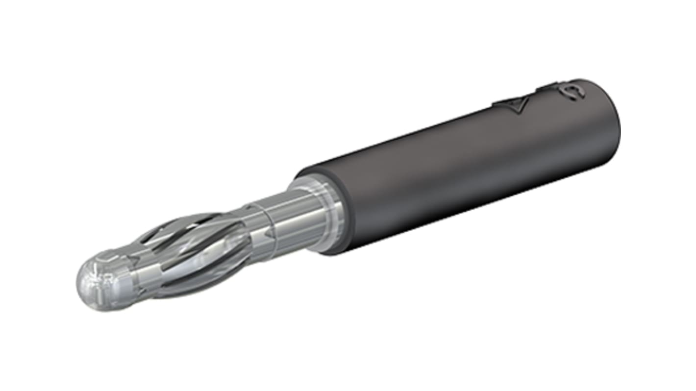 Staubli ellenőrzőcsatlakozó adapter, Fekete, Ø 4mm, Sárgaréz anyagú, Nikkel borítású érintkező