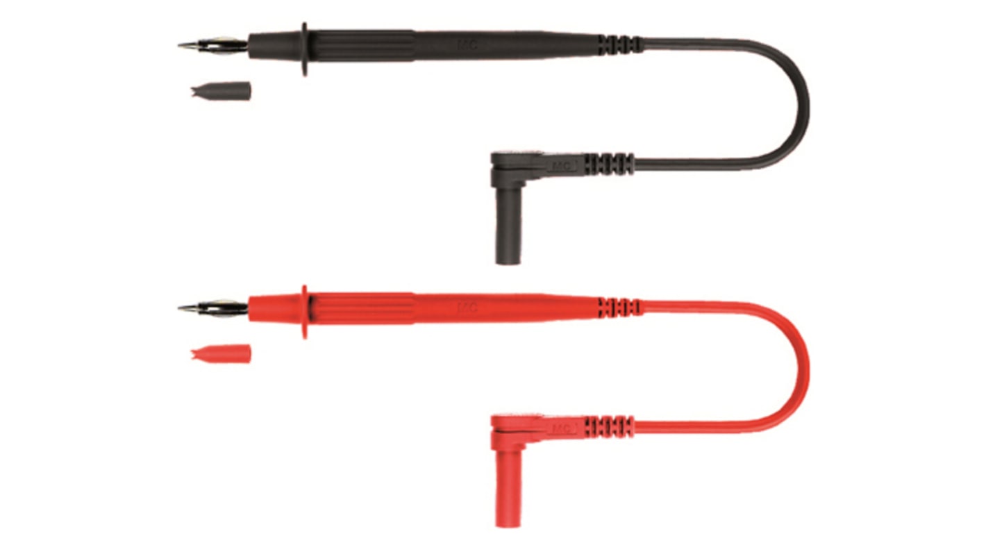 Stäubli Multimeter-Messleitungen mit Gerade auf rechtwinklig, CAT II 1000V / 20A