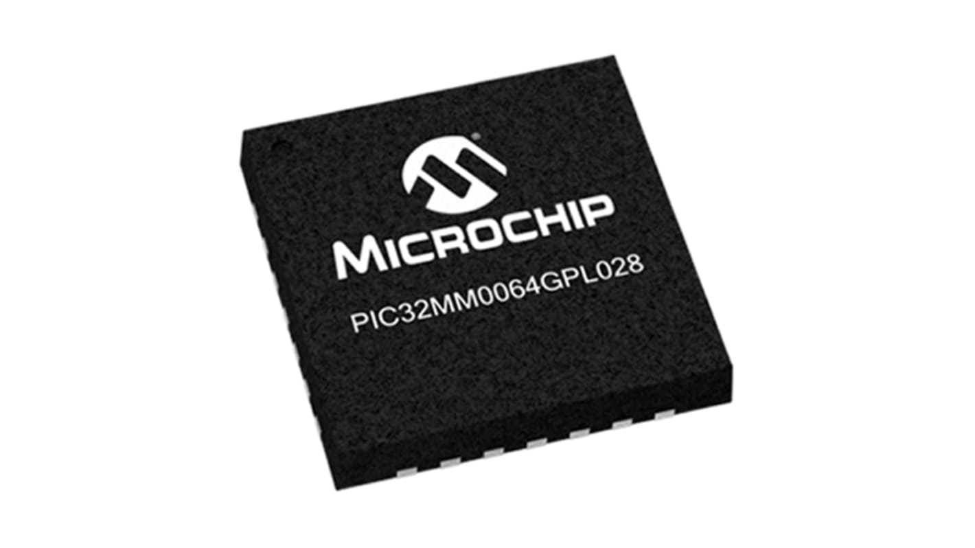 Microchip PIC32MM0064GPL028-I/M6, 32bit MIPS32® MicroAptiv™ Microcontroller, PIC32MM, 25MHz, 64 kB Flash, 28-Pin UQFN