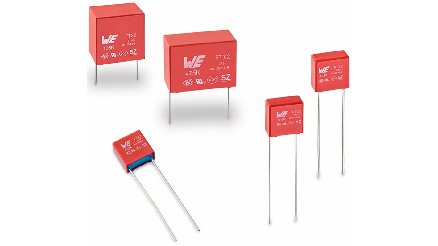 Wurth Elektronik WCAP-FTX2 Metallised Polypropylene Film Capacitor, 275V ac, ±10%, 560nF