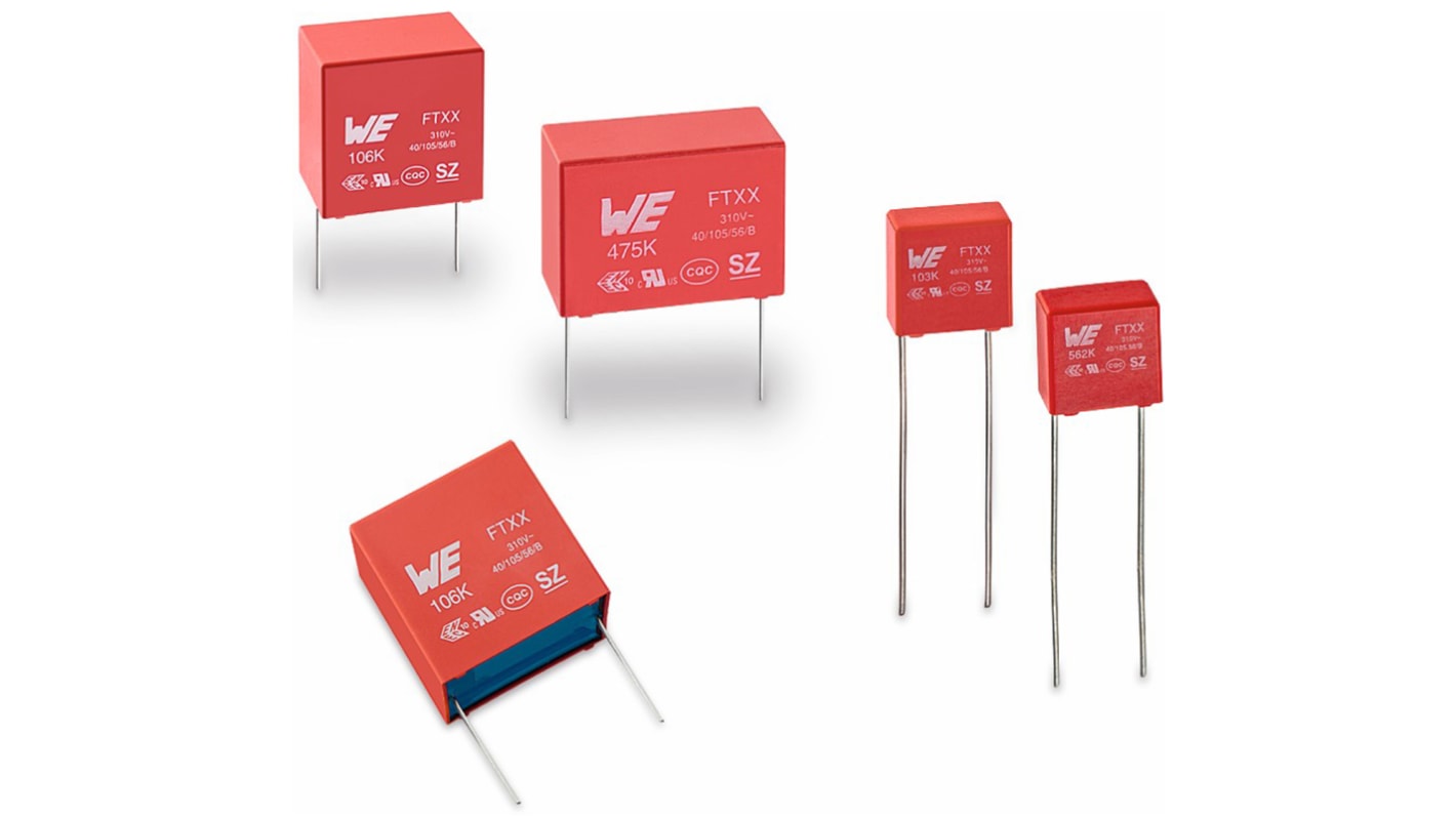 Wurth Elektronik WCAP-FTXX Metallised Polypropylene Film Capacitor, 310V ac, ±10%, 1.2μF