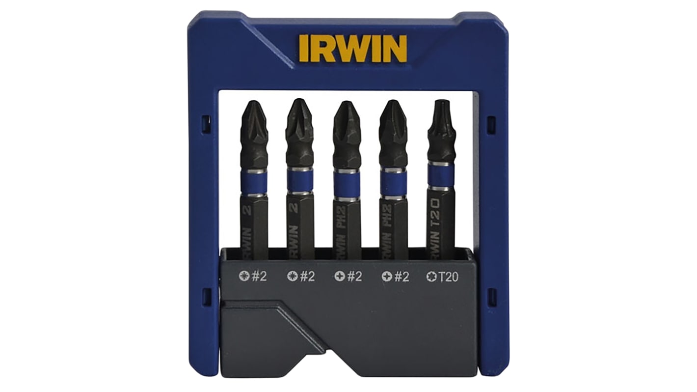 Irwin PHILLIPS®, POZIDRIV, TORX® Bitsatz schlagfest, Stahl PH2, PZ2, T20, 5-teilig