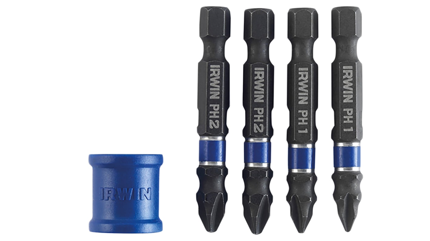 Irwin Impact Bit Set 5 Pieces, Phillips, Pozidriv