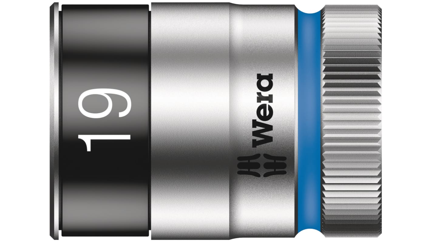 Wera 1/2 in Drive 19mm Standard Socket, 6 point, 37 mm Overall Length