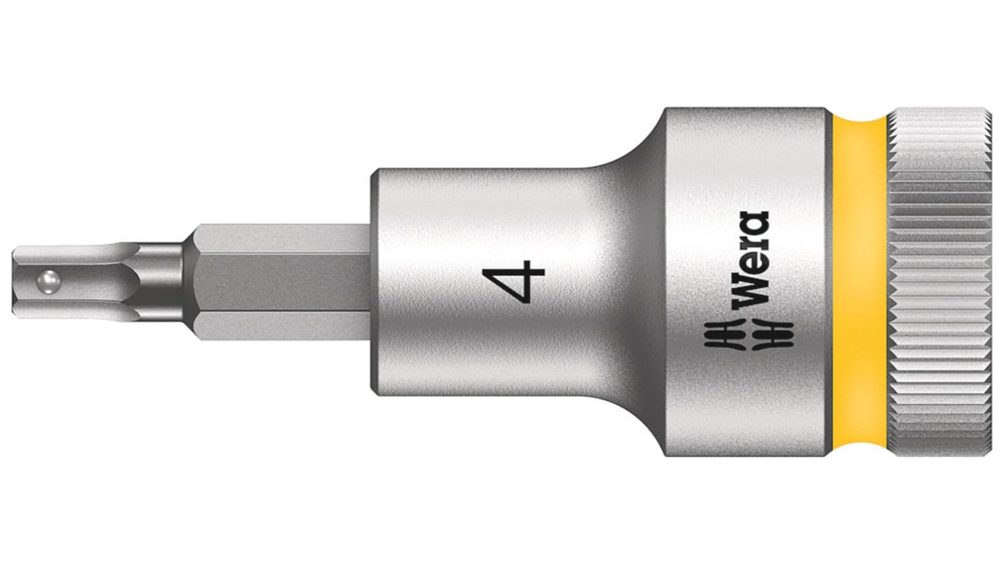 Wera 1/2 in Drive Bit Socket, Hex Bit, 4mm, 60 mm Overall Length