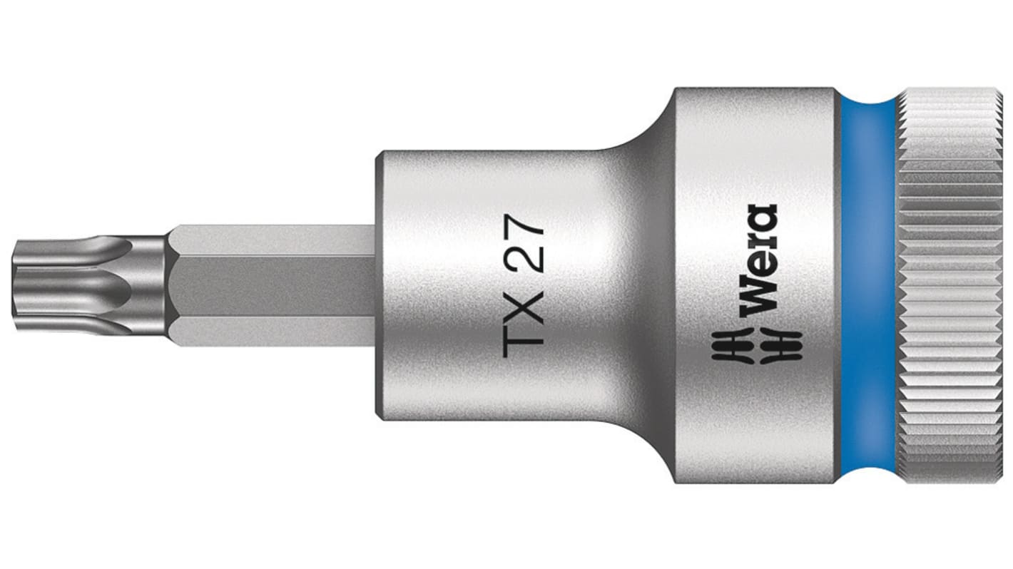 Wera 1/2 in Drive Bit Socket, Torx Bit, T27, 60 mm Overall Length