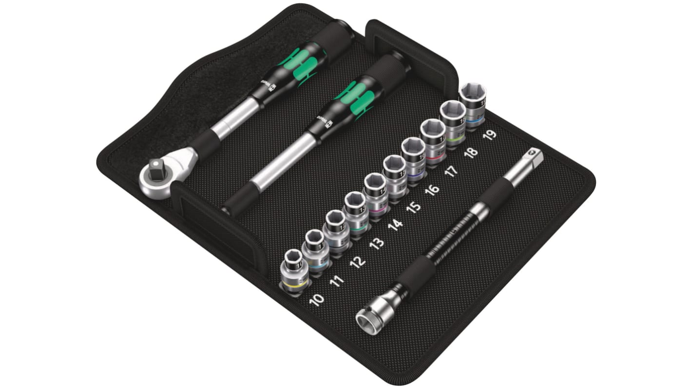 Wera 13-Piece Metric 1/2 in Standard Socket Set with Ratchet, 6 point