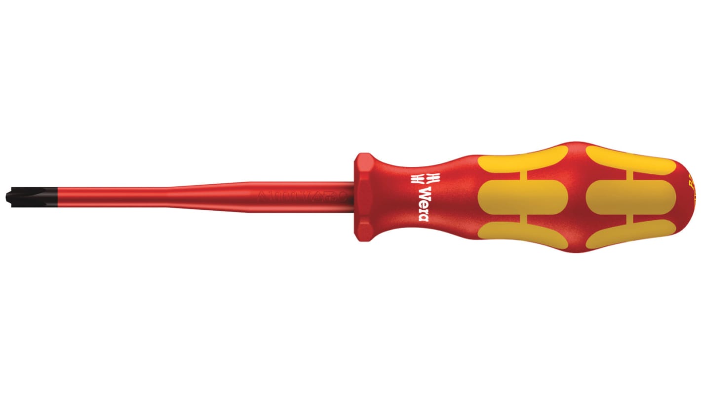 Wera Pozidriv Insulated Screwdriver, PZ2 Tip, 100 mm Blade, VDE/1000V, 198 mm Overall