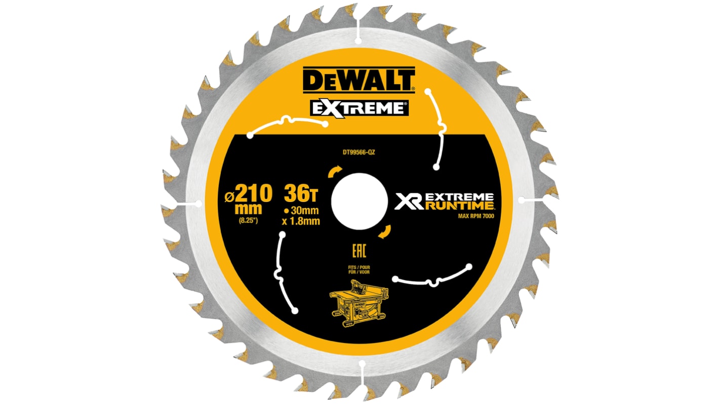 DeWALT Rundsavsklinge, Klingediameter: 210mm, Pakke med 1