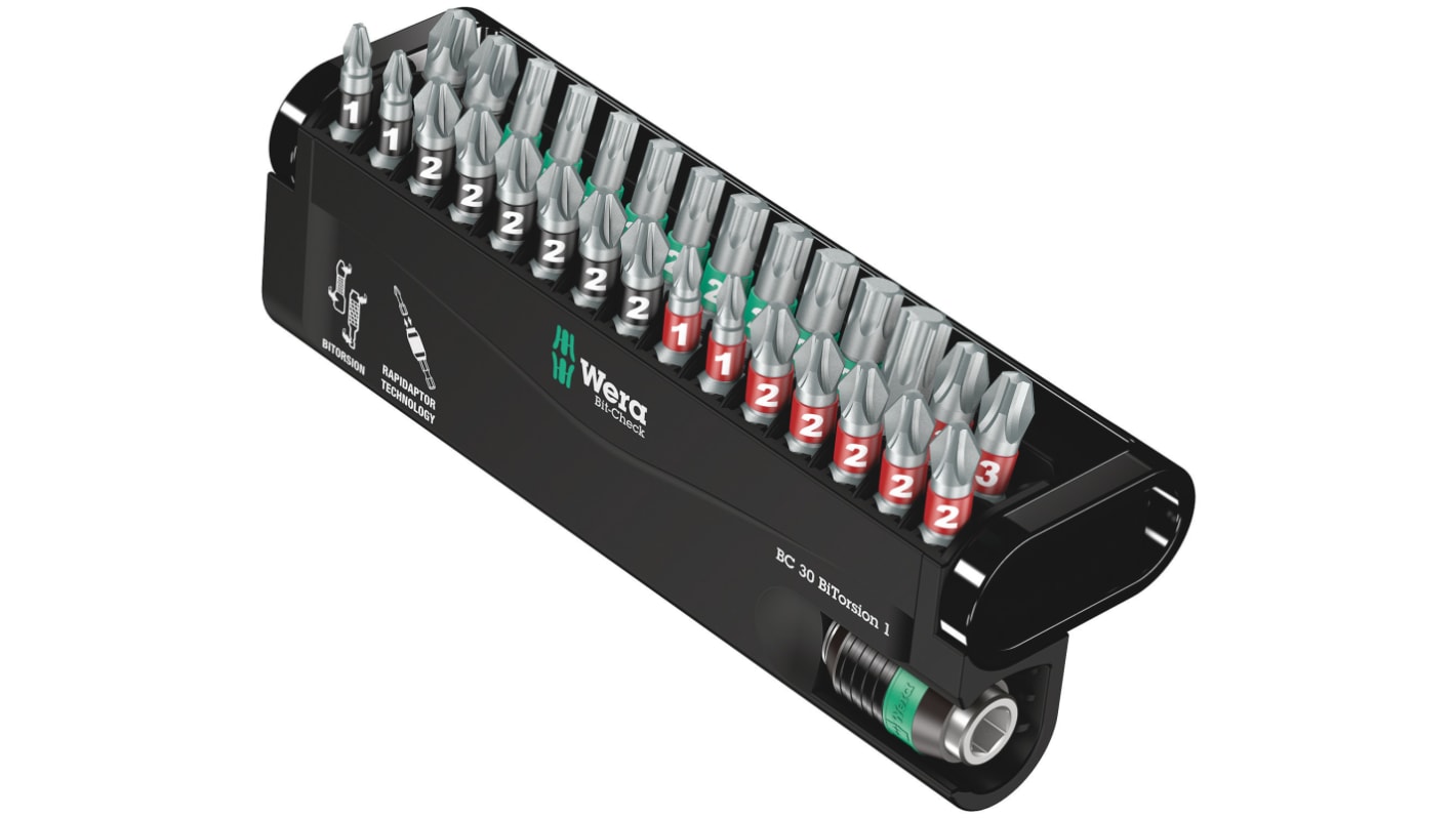 Wera Impact Bit Set 30 Pieces, Hexagon, Phillips, Pozidriv, Torx