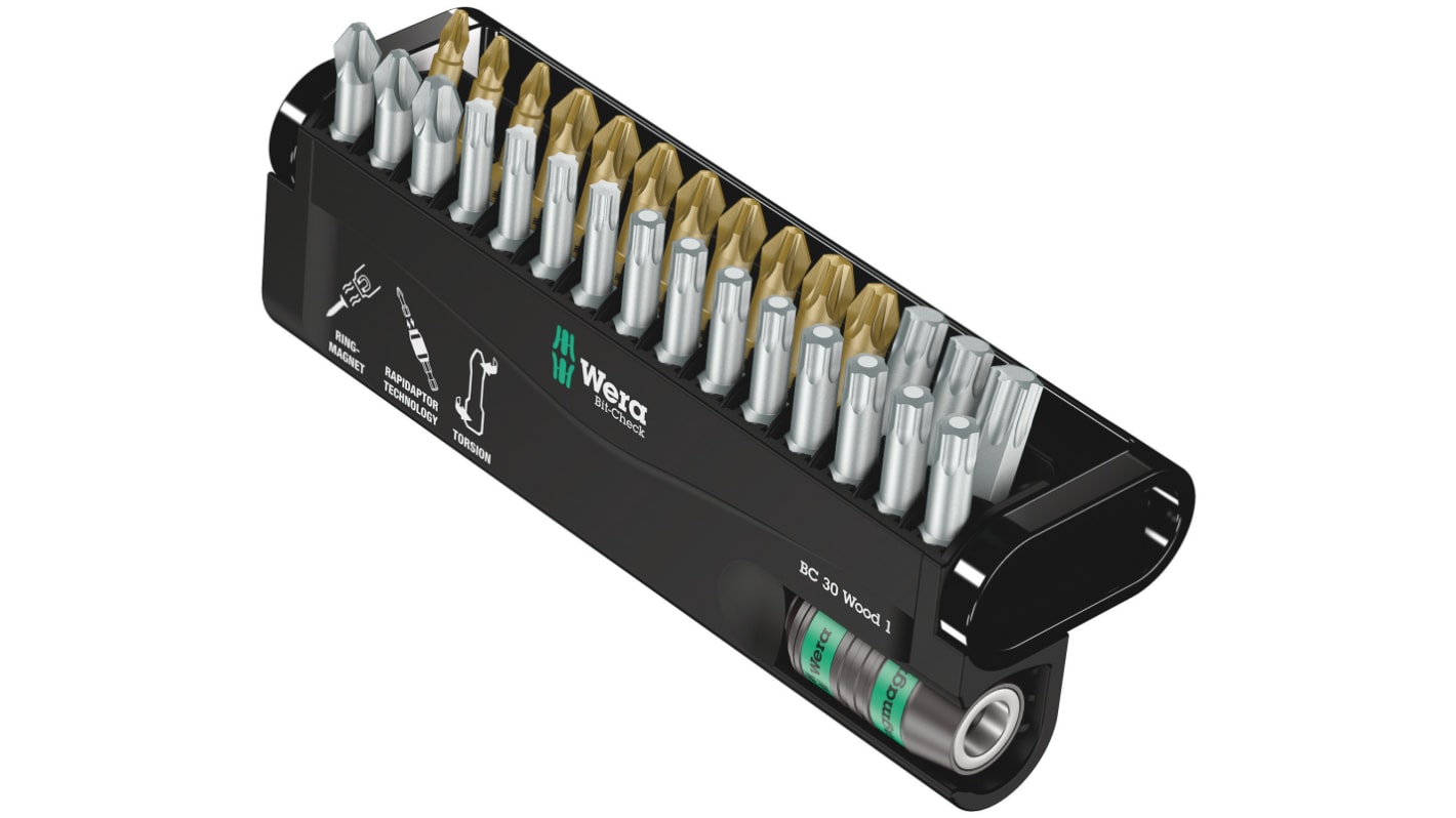 05057433001 Wera Driver Bit Set 30 Pieces, Hexagon, Phillips