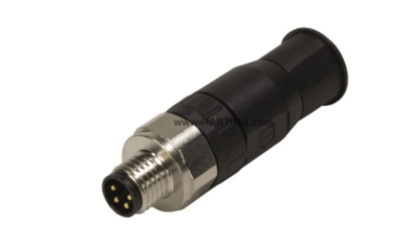 HARTING Circular Connector, 4 Contacts, Cable Mount, M8 Connector, Plug, Male, IP67, M8 Series