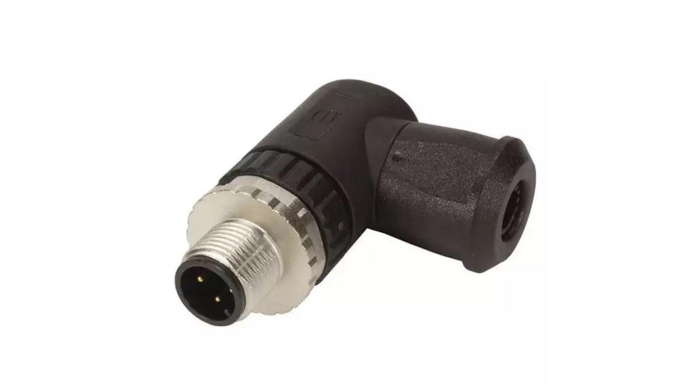 Conector circular Harting hembra Ángulo de 90° serie M12 de 5 vías macho, montaje aéreo, IP67