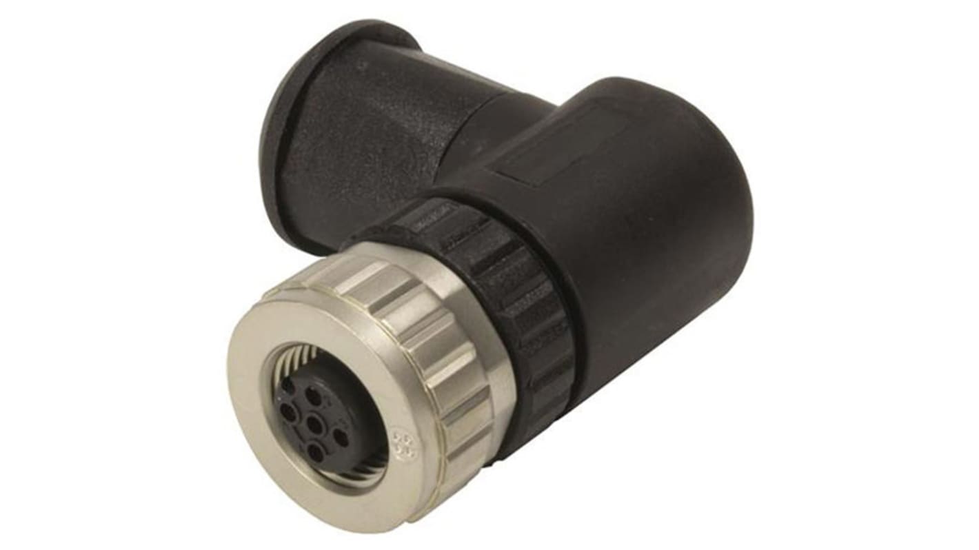 Conector circular HARTING macho Ángulo de 90° serie M12 de 5 vías hembra, montaje aéreo, IP67