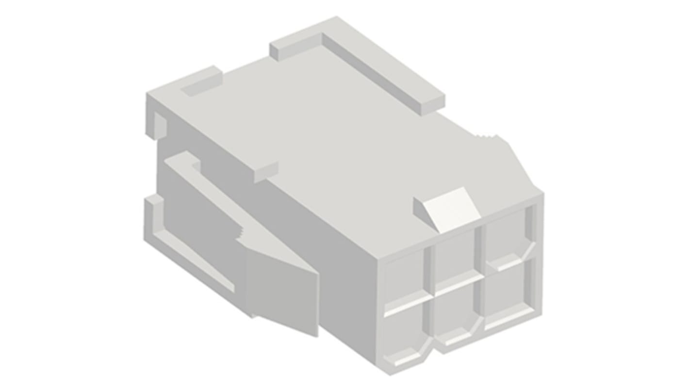 Boitier de connecteur Mâle, 6 contacts sur 2 rangs, pas 4.2mm, Droit, Montage sur câble, série VAL-U-LOK