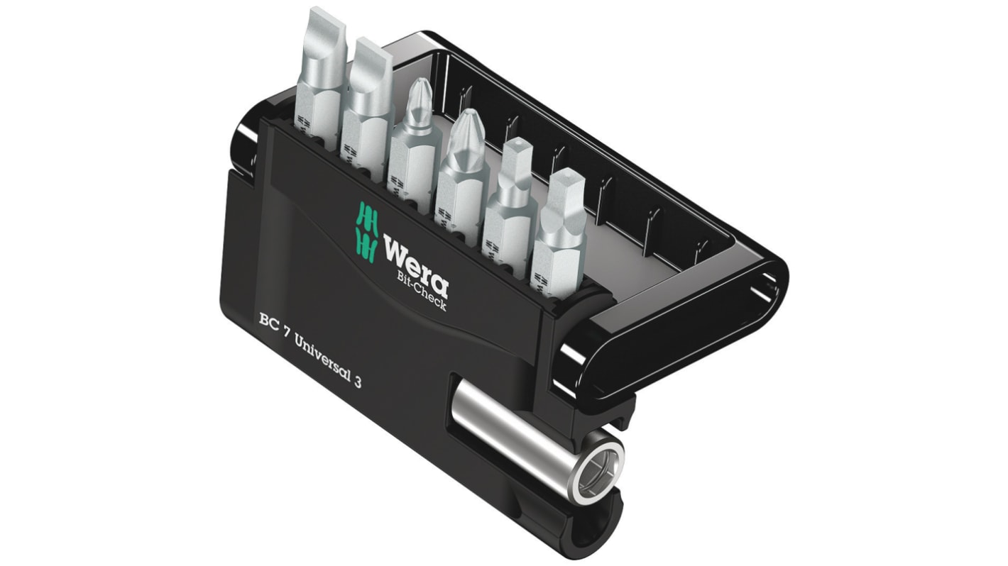 Wera Driver Bit Set 7 Pieces, Hexagon, Phillips, Slotted, Square