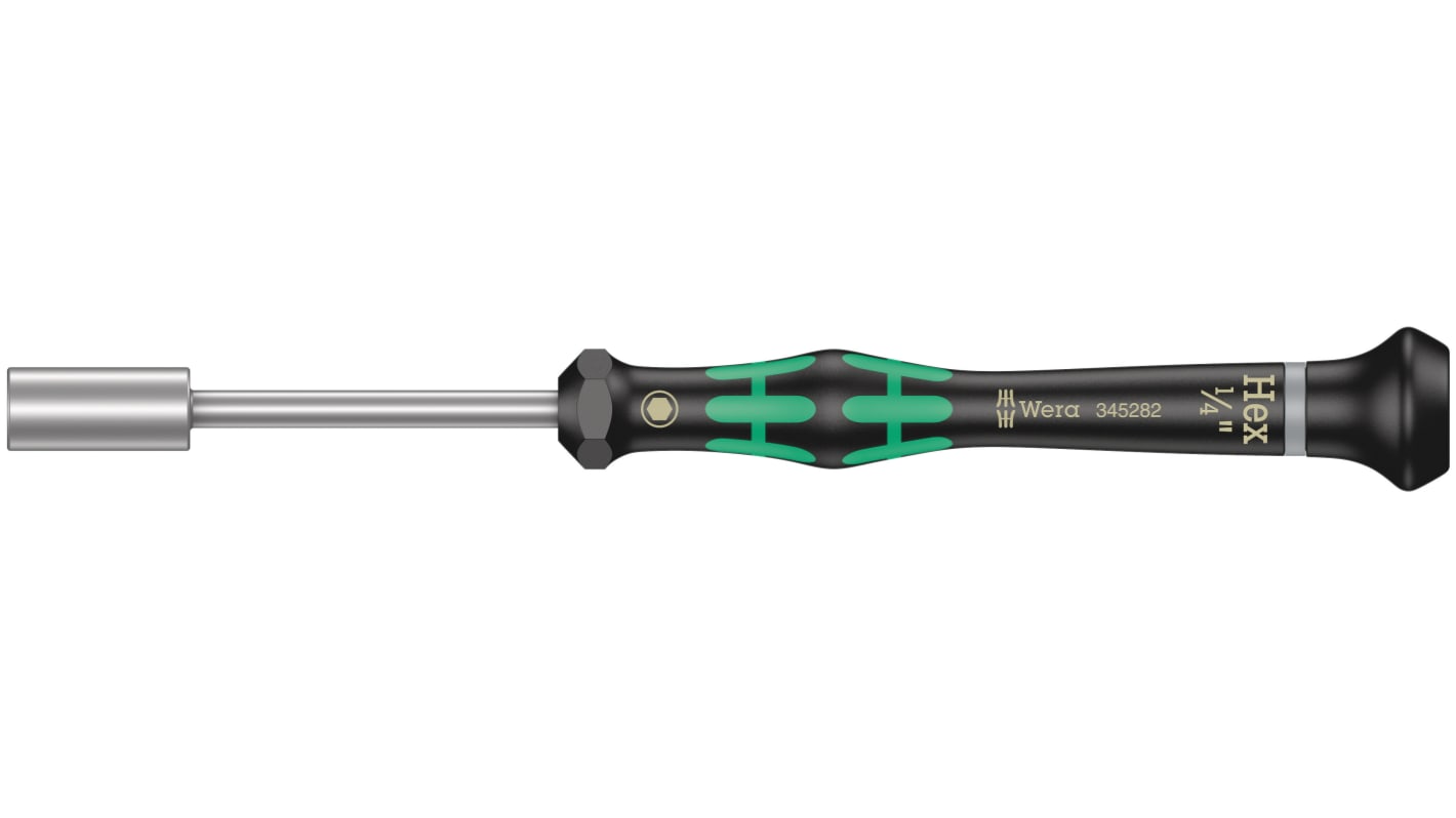 Wera Hexagon Precision Screwdriver, 1/4 in Tip, 60 mm Blade, 157 mm Overall