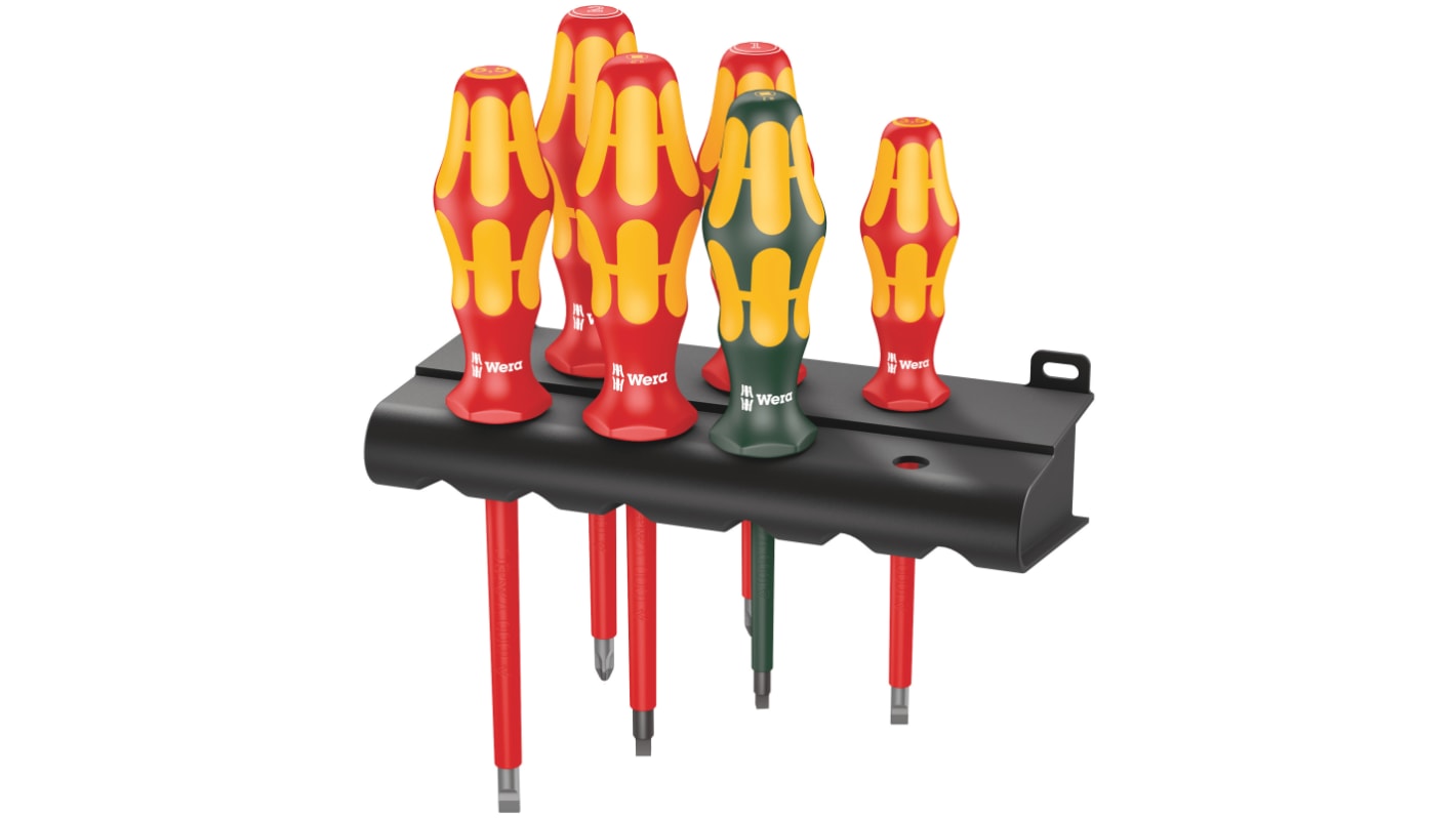 05347777001 Wera Phillips; Slotted; Square Insulated Screwdriver Set, 6Piece RS