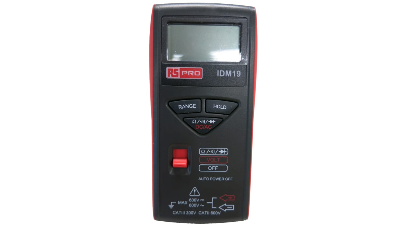 RS PRO IDM19 Hand LCD Digital-Multimeter, CAT III 600V ac, 34MΩ, ISO-kalibriert