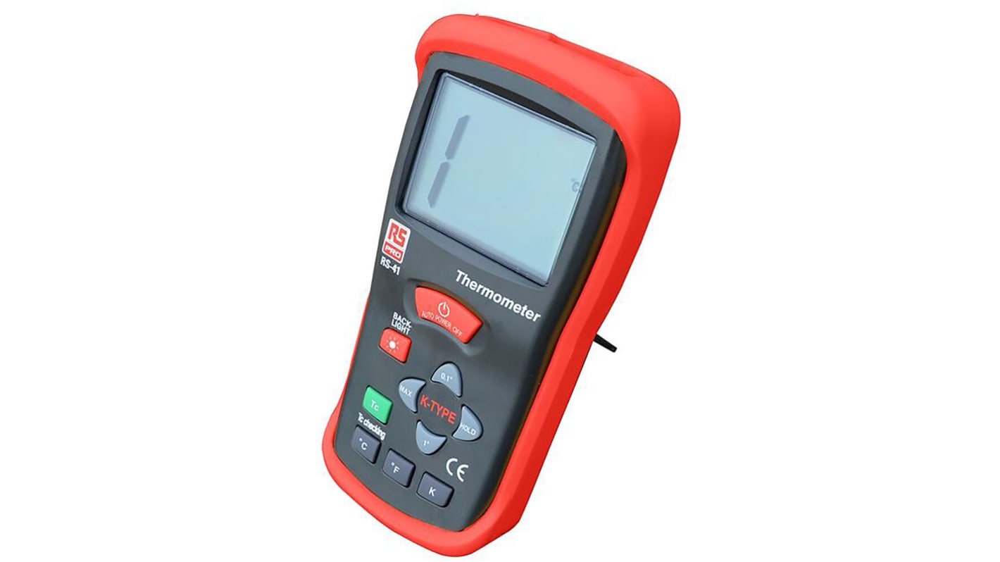 RS PRO Digital Thermometer, RS 41, Handheld, bis +1300 °C, +2000 °F, +2000 K ±0,5 % + 1 °C, ±0,5 % + 2 °F, ±1 % + 2 K