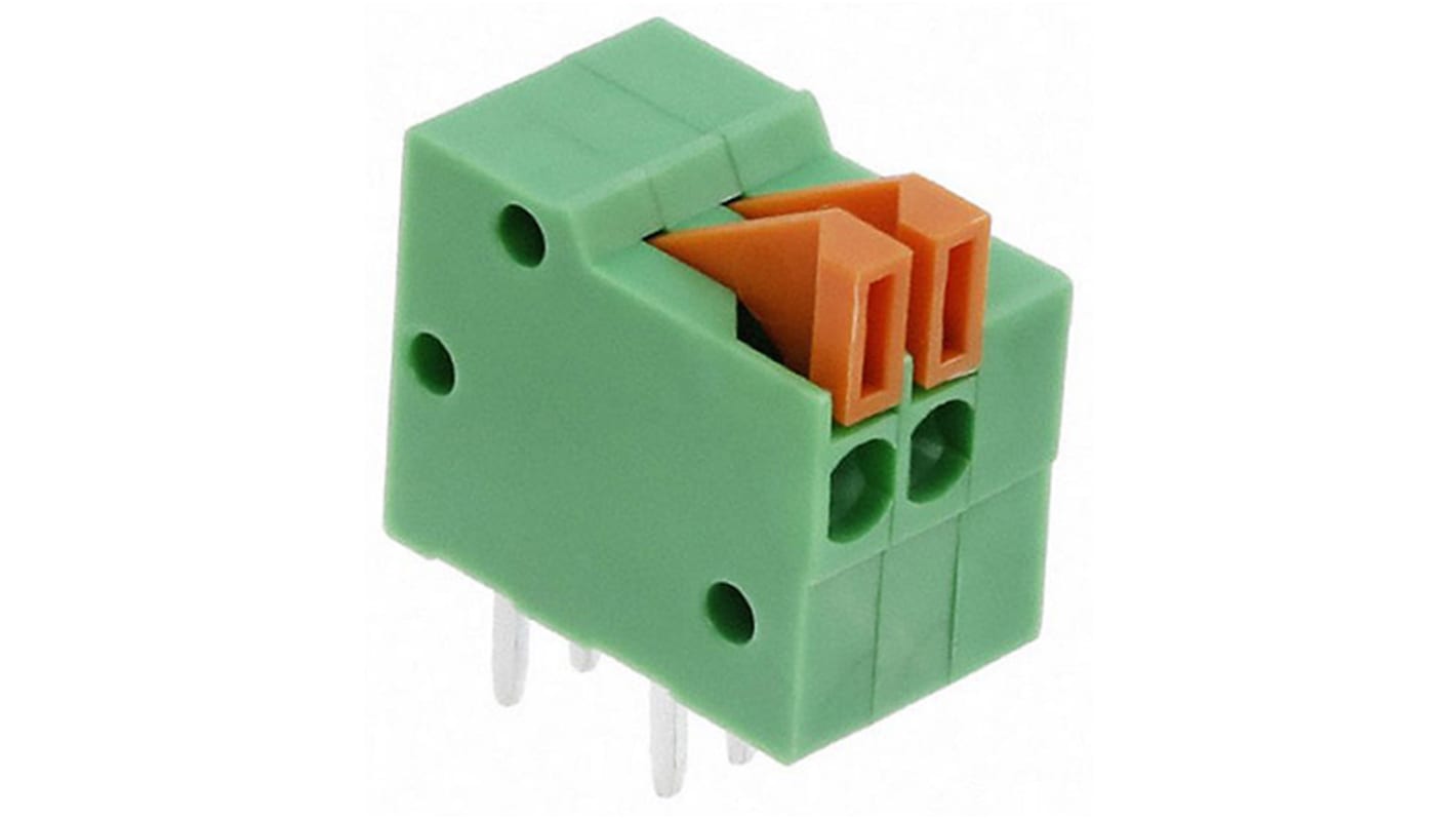 TE Connectivity 2-pin PCB Terminal Block, 2.54mm Pitch, Rows, Solder Termination