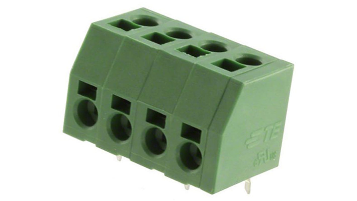 TE Connectivity PCB Terminal Block, 4-Contact, 5mm Pitch, Through Hole Mount, 1-Row, Solder Termination