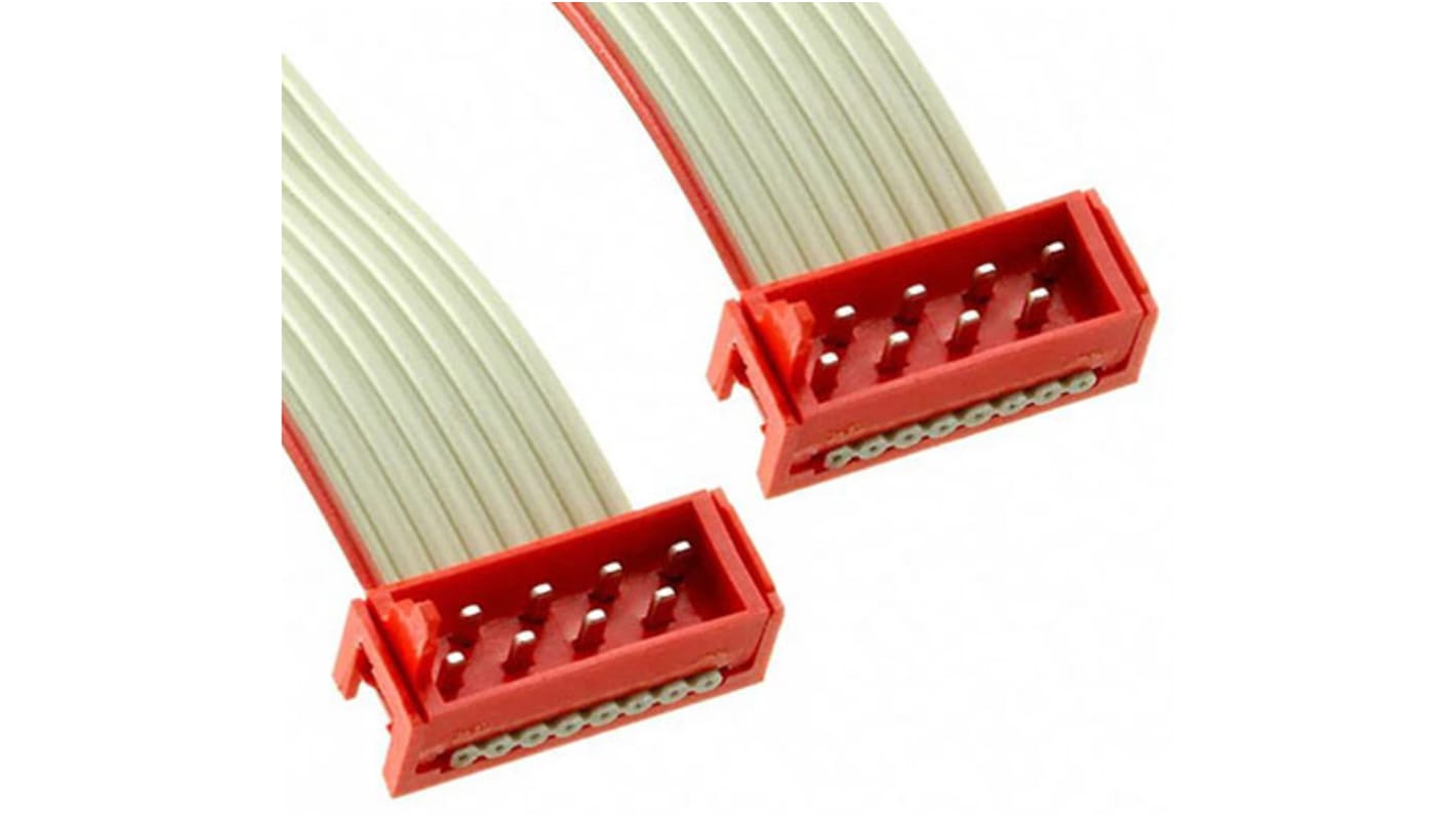 Cable plano TE Connectivity Micro-MaTch de 8 conductores, paso 1.27mm, long. 200.5mm, con. A: Macho, con. B: Macho