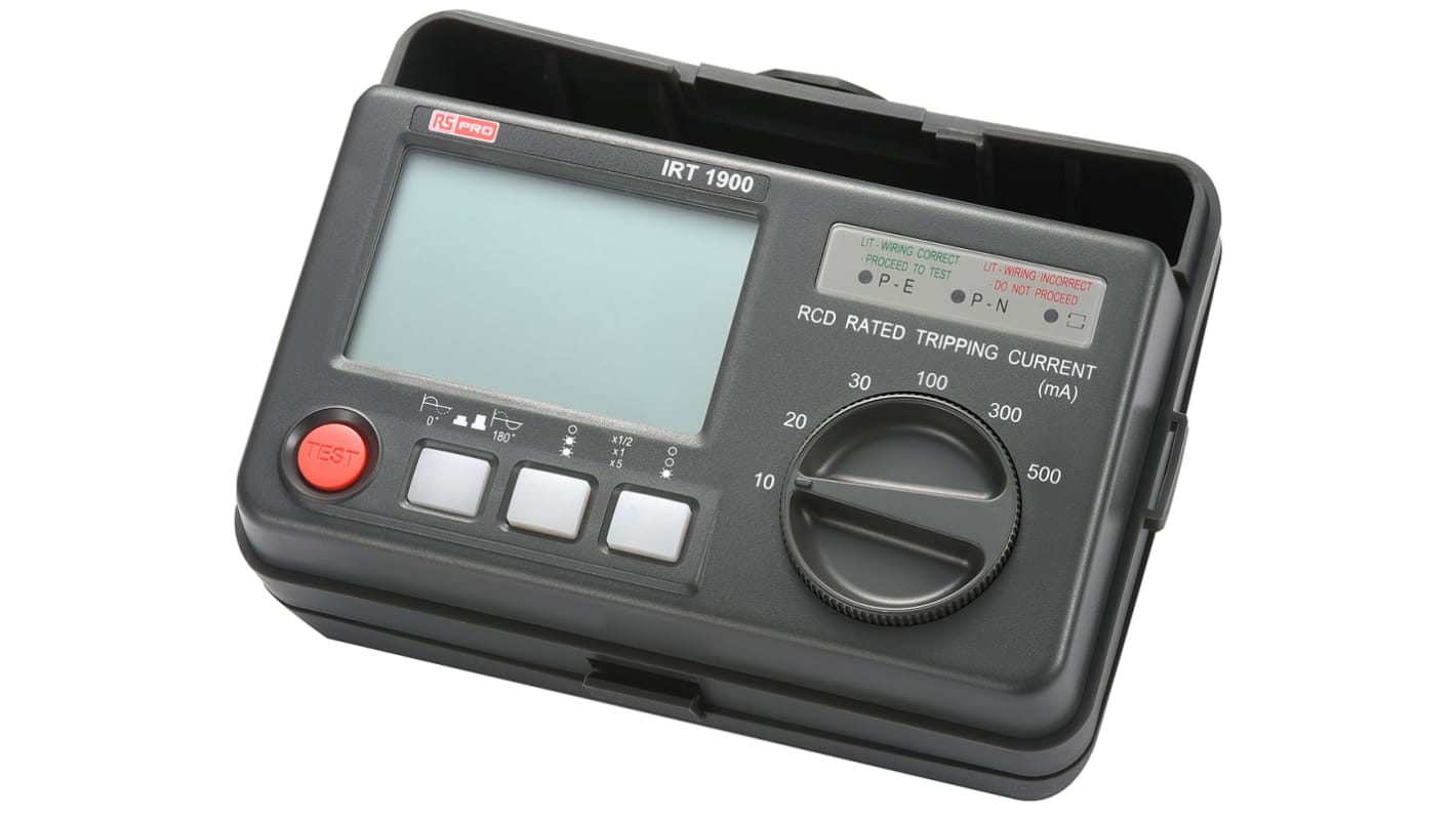 RS PRO Digital RCD-tester, RCD teststrøm: 10mA, RSCAL kalibreret