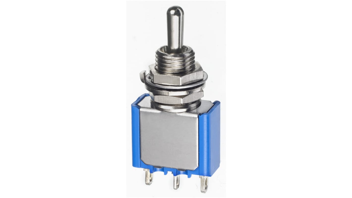 APEM Toggle Switch, Panel Mount, On-Off-On, SPDT, Solder Lug Terminal, 30V dc