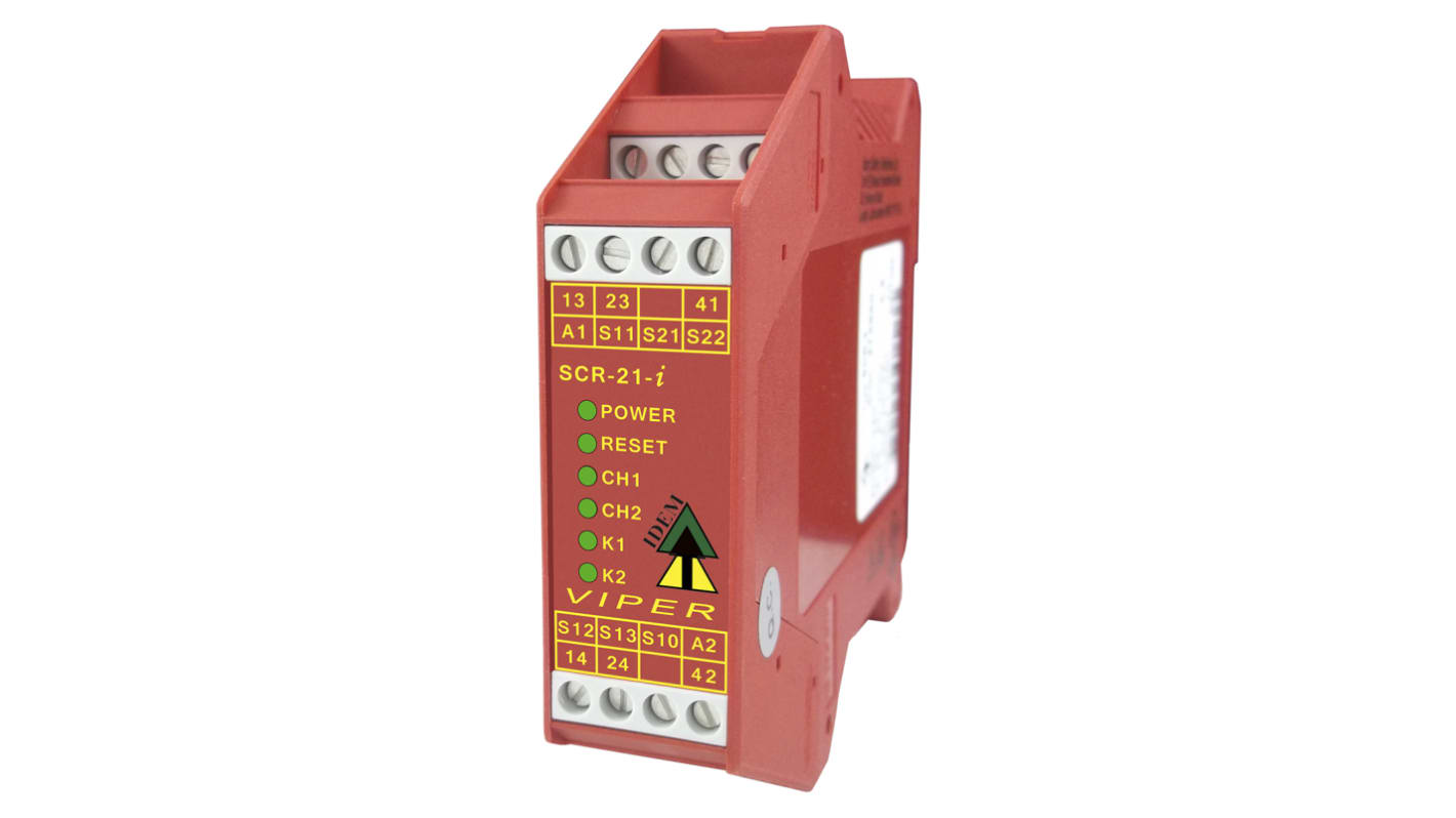 Relé de seguridad IDEM Viper de 1 canal, para Parada de Emergencia, 24V ac/dc, cat. seg. ISO 13849-1 4