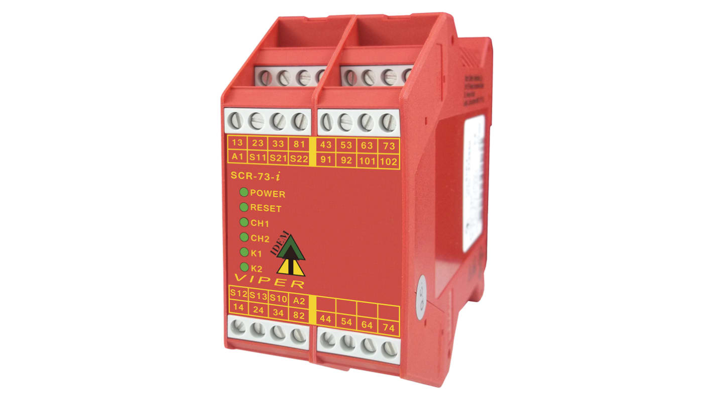 IDEM Dual-Channel Emergency Stop, Safety Switch/Interlock Safety Relay, 24V ac/dc, 7 Safety Contacts