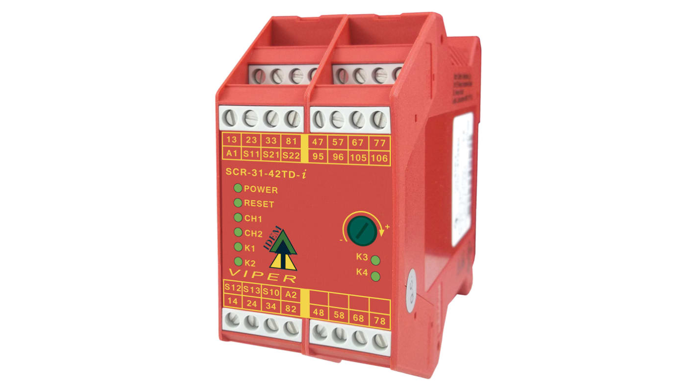 IDEM Dual-Channel Emergency Stop, Safety Switch/Interlock Safety Relay, 24V ac/dc, 7 Safety Contacts