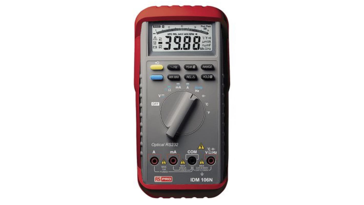 RS PRO IDM106N Handheld Digital Multimeter, True RMS, 10A ac Max, 10A ...