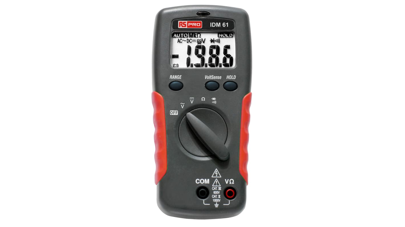 RS PRO IDM61 Hand LCD Digital-Multimeter, CAT II, CAT III 750V ac, 20MΩ, ISO-kalibriert