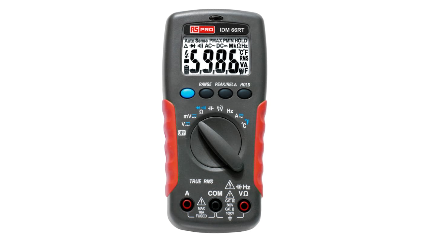 RS PRO IDM66RT digitális multiméter (Kézi), max.: 10A ac, max.: 1000V ac, ISOCAL