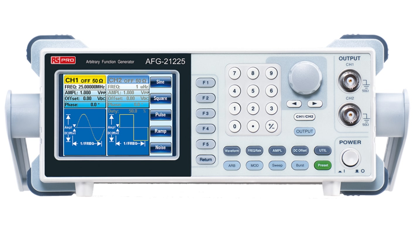 RS PRO Funktionsgenerator & Zähler, Wobbler 1μHz → 25MHz  Digitalfrequenz, FM-moduliert, ISO-kalibriert