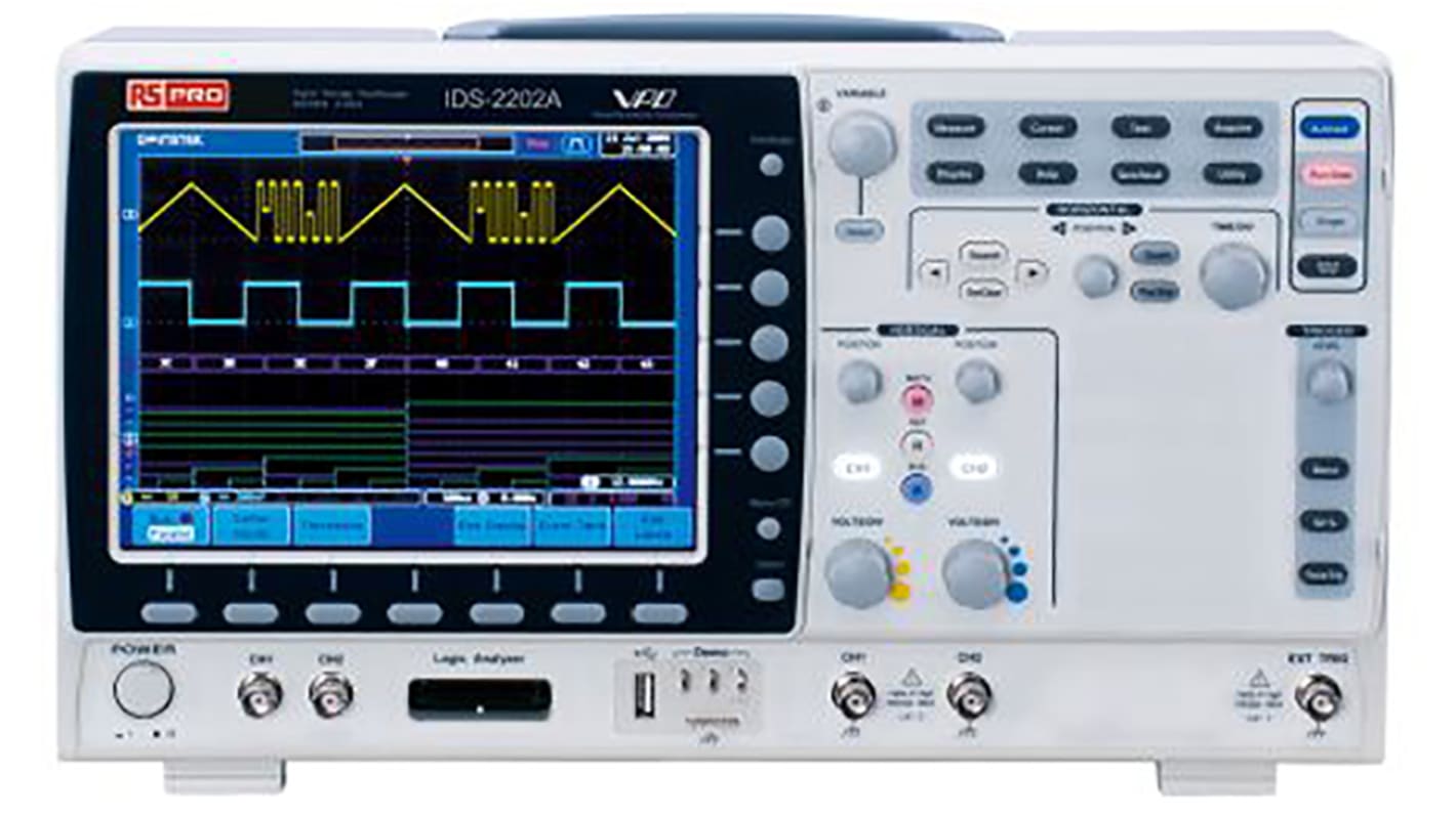 RS PRO IDS2072A Digital Bench Oscilloscope, 2 Analogue Channels, 70MHz - RS Calibrated