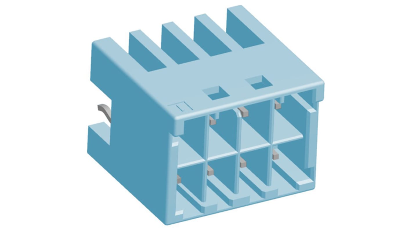 Conector macho para PCB TE Connectivity serie Grace Inertia de 8 vías, 2 filas, paso 3.3mm, para soldar, Montaje en