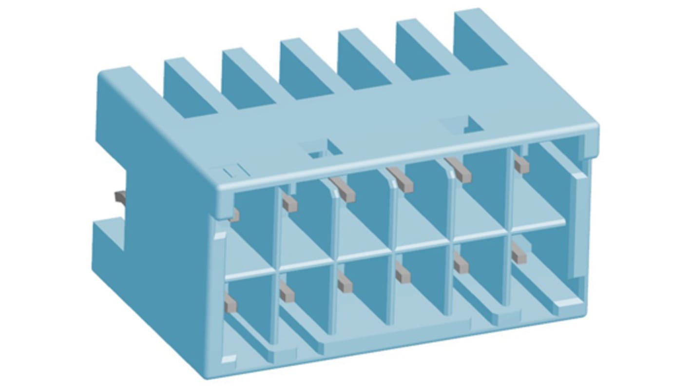 Conector macho para PCB TE Connectivity serie Grace Inertia de 12 vías, 2 filas, paso 3.3mm, para soldar, Montaje en