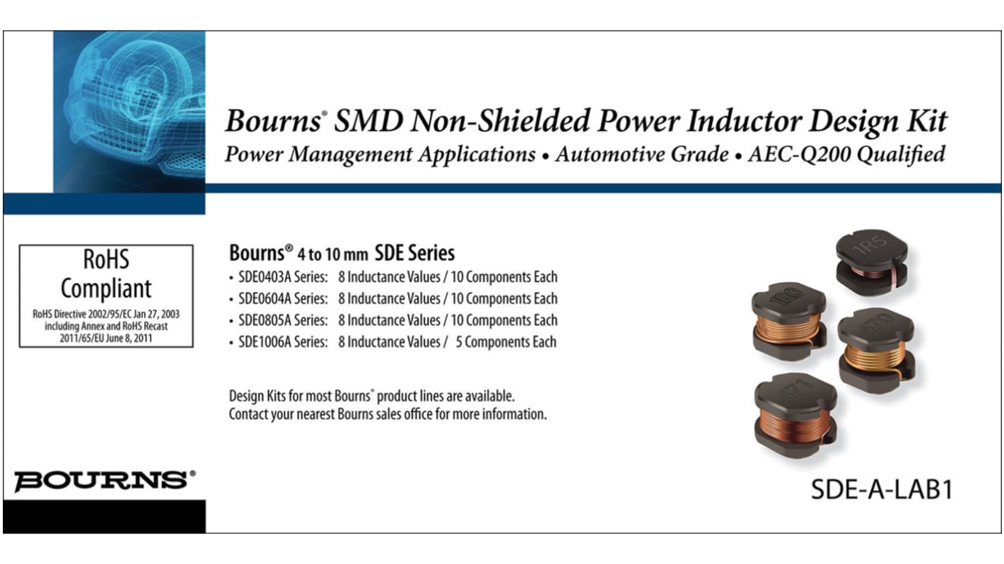 Kit de inductor Bourns, Inductor de potencia SMD serie SDE0403A, Inductor de potencia SMD serie SDE0604A, Inductor de