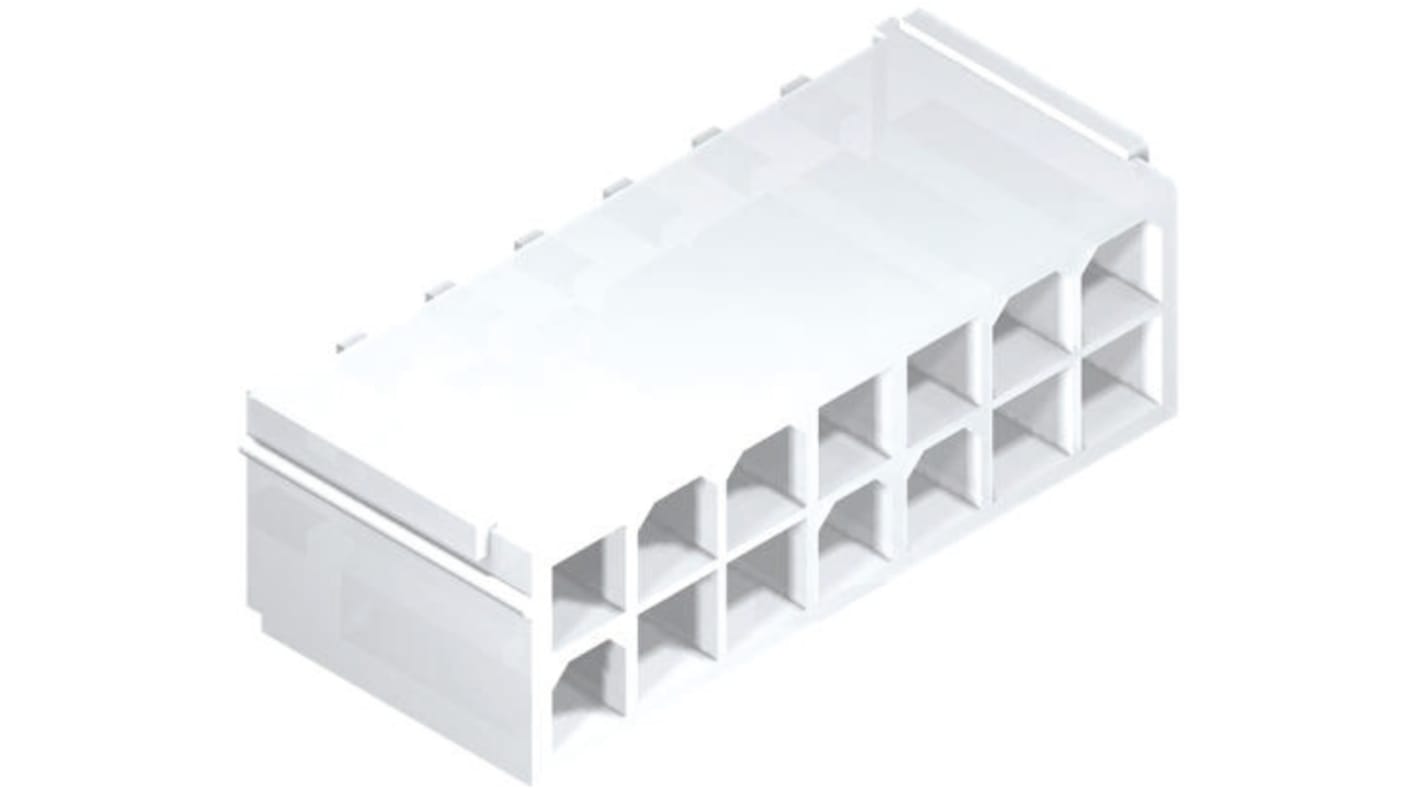 Molex Mini-Fit Jr. Series Straight Through Hole PCB Header, 16 Contact(s), 4.2mm Pitch, 2 Row(s), Shrouded