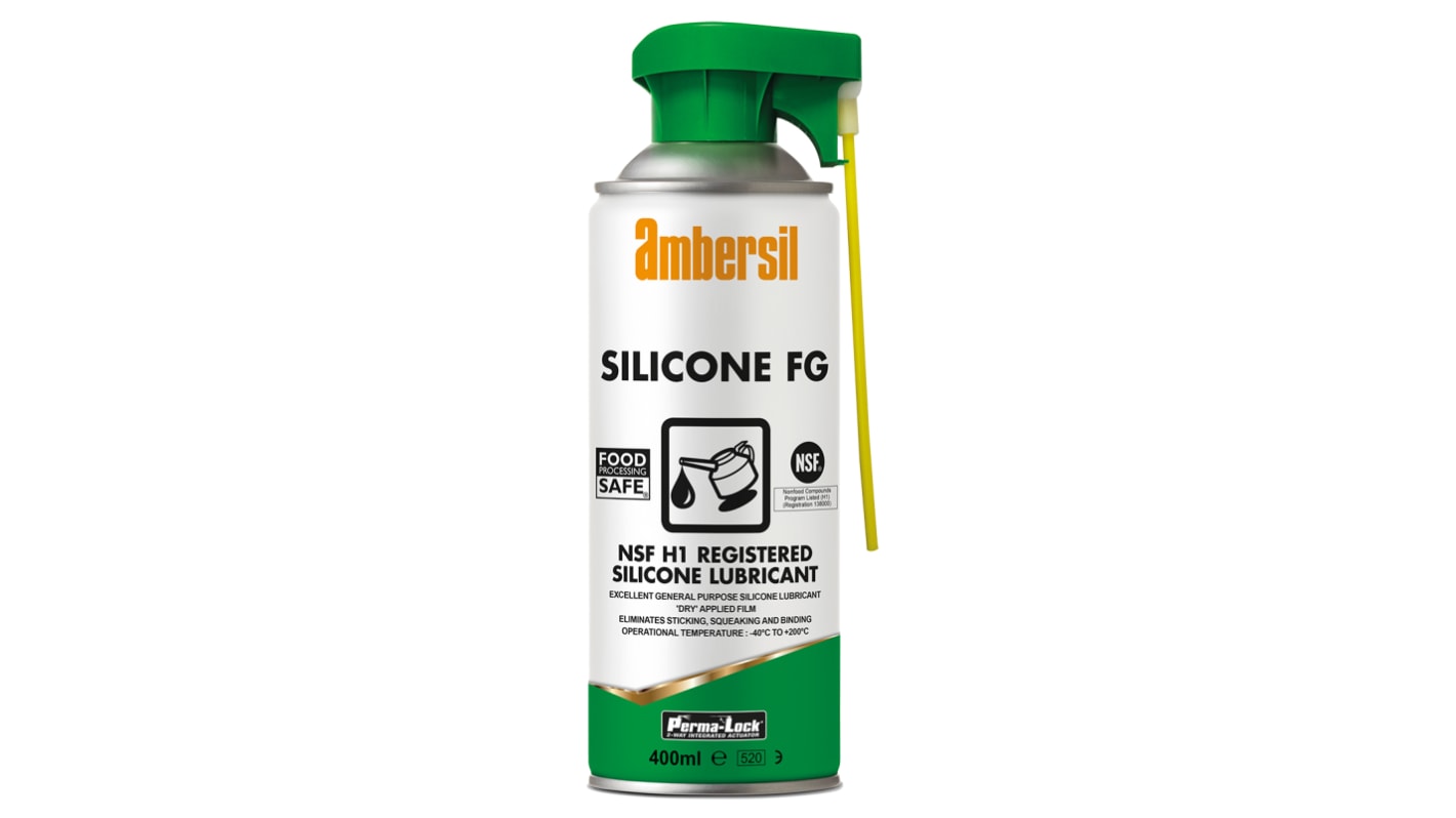 Lubricante Ambersil Perma-Lock Silicone FG, Aerosol de 400 ml, apto para industria alimentaria