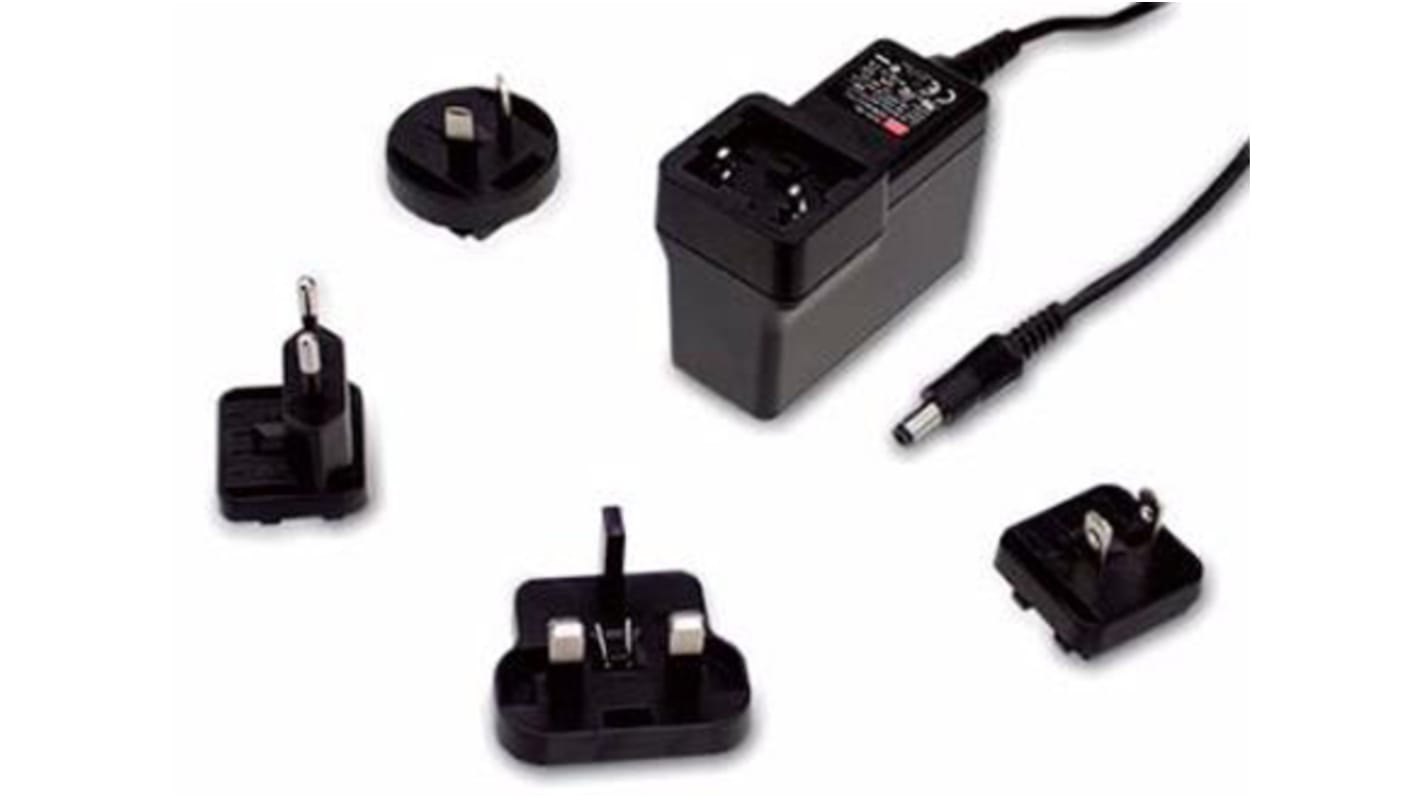 MEAN WELL GEM18I Steckernetzteil AC/DC-Adapter 18W, 100V ac, 48V dc / 380mA Medizin-Zulassung, Universal-Stecker