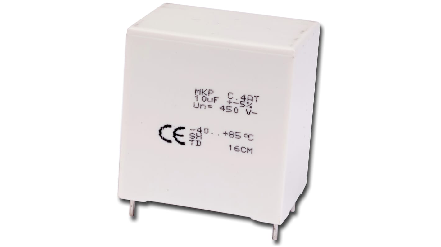 KEMET C4AT Polypropylene Film Capacitor, 250 V ac, 400 V dc, ±5%, 10μF, Through Hole