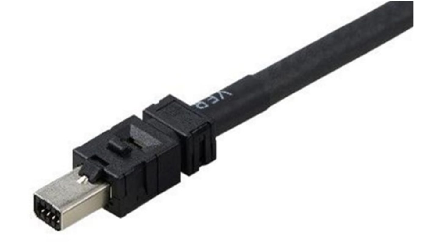 TE Connectivity Male RJ45 to Ethernet Cable, Black PUR Sheath, 2m